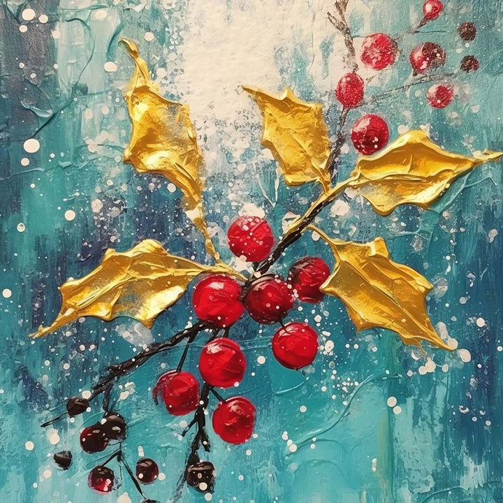 Gele Bladeren en Rode Bessen Diamond Painting