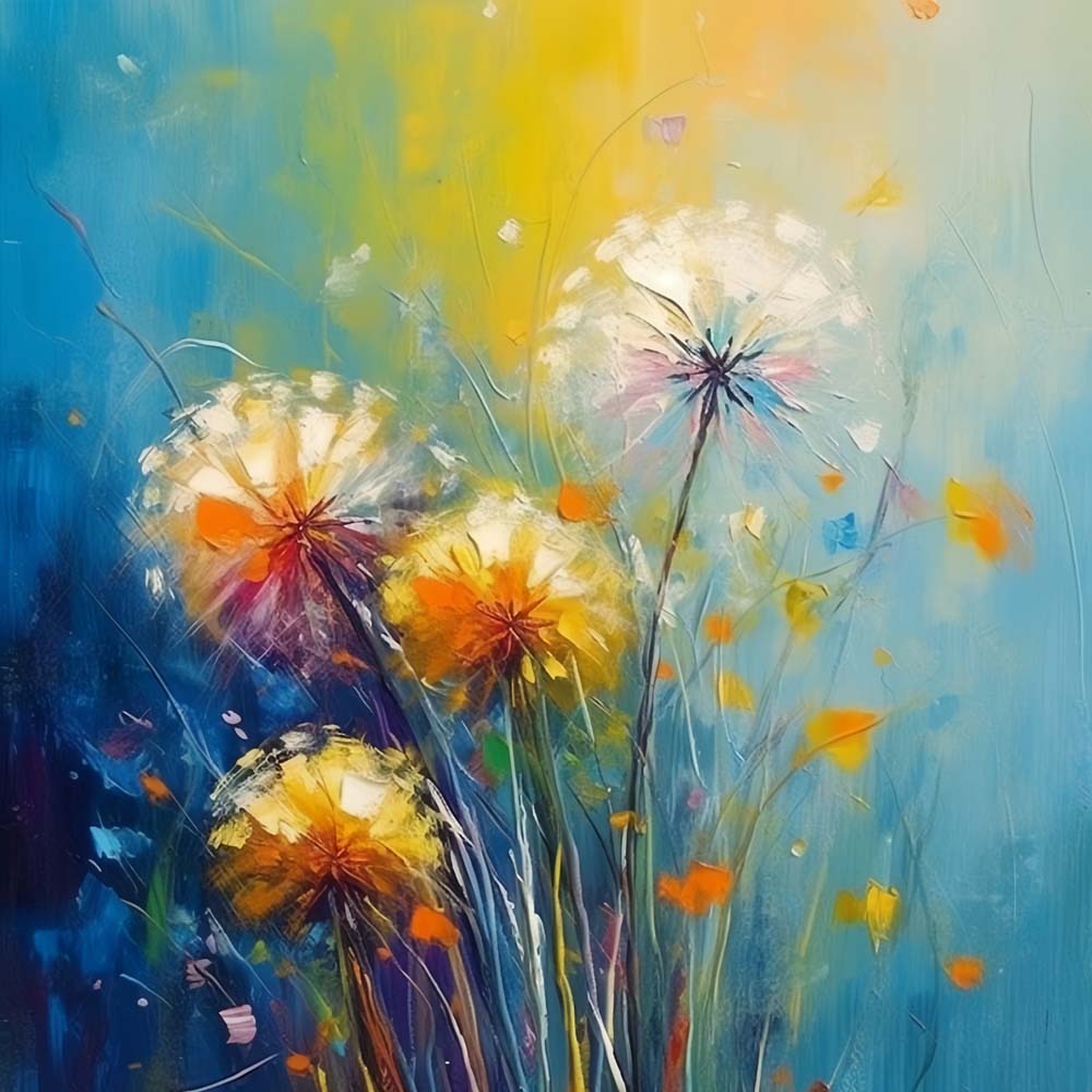 Gele en Witte Paardenbloem Diamond Painting