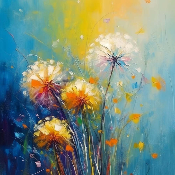 Gele en Witte Paardenbloem Diamond Painting