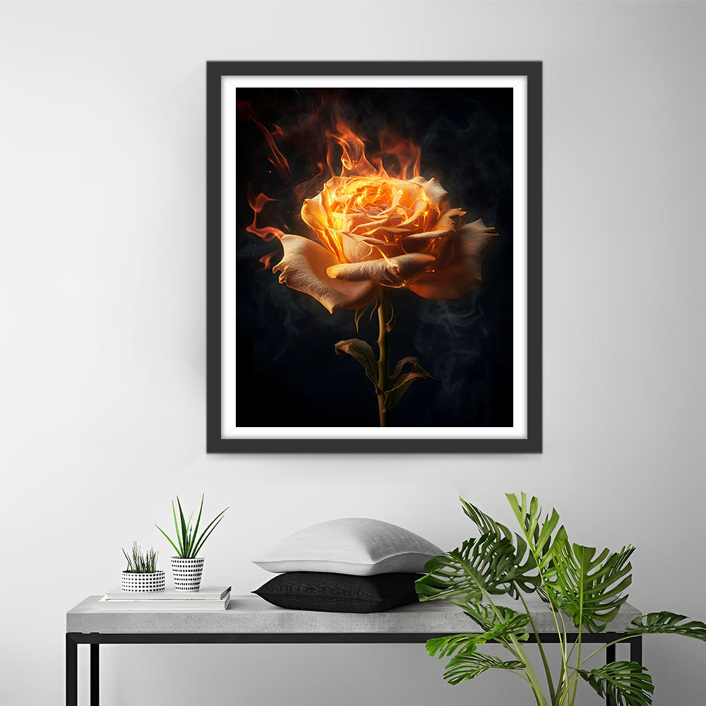 Gele Vuurroos Diamond Painting