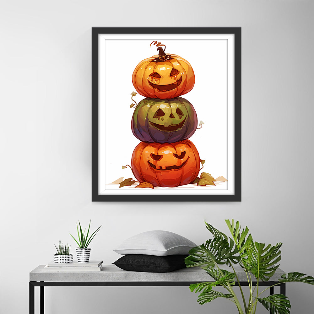 Gestapelde Halloween-pompoenen Diamond Painting