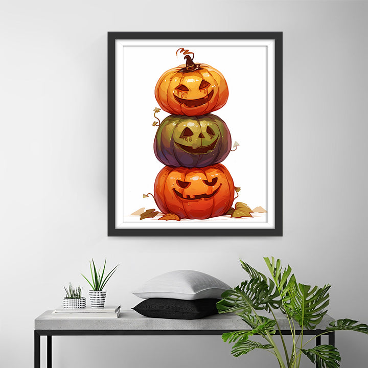 Gestapelde Halloween-pompoenen Diamond Painting