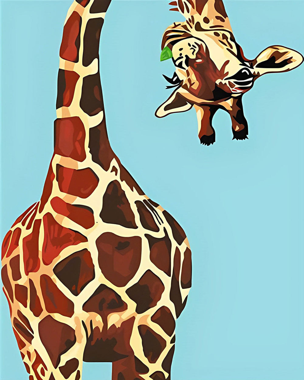 Giraffe op Blauwe Achtergrond Diamond Painting