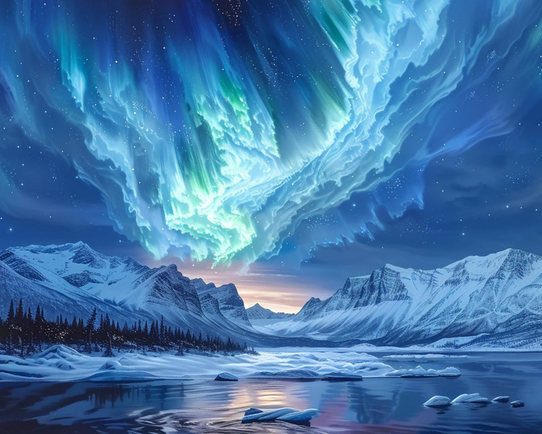 Gletsjer en Aurora Diamond Painting