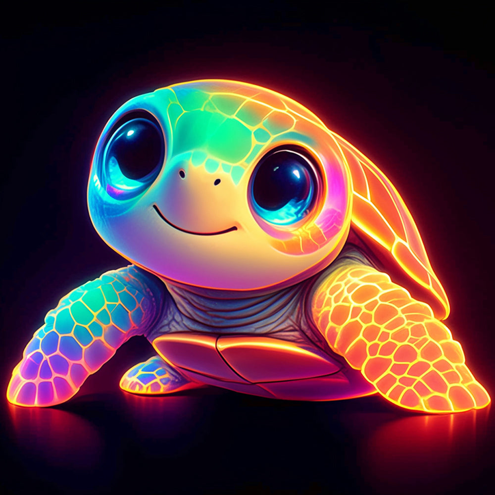 Gloeiende Kleurrijke Schildpad Diamond Painting