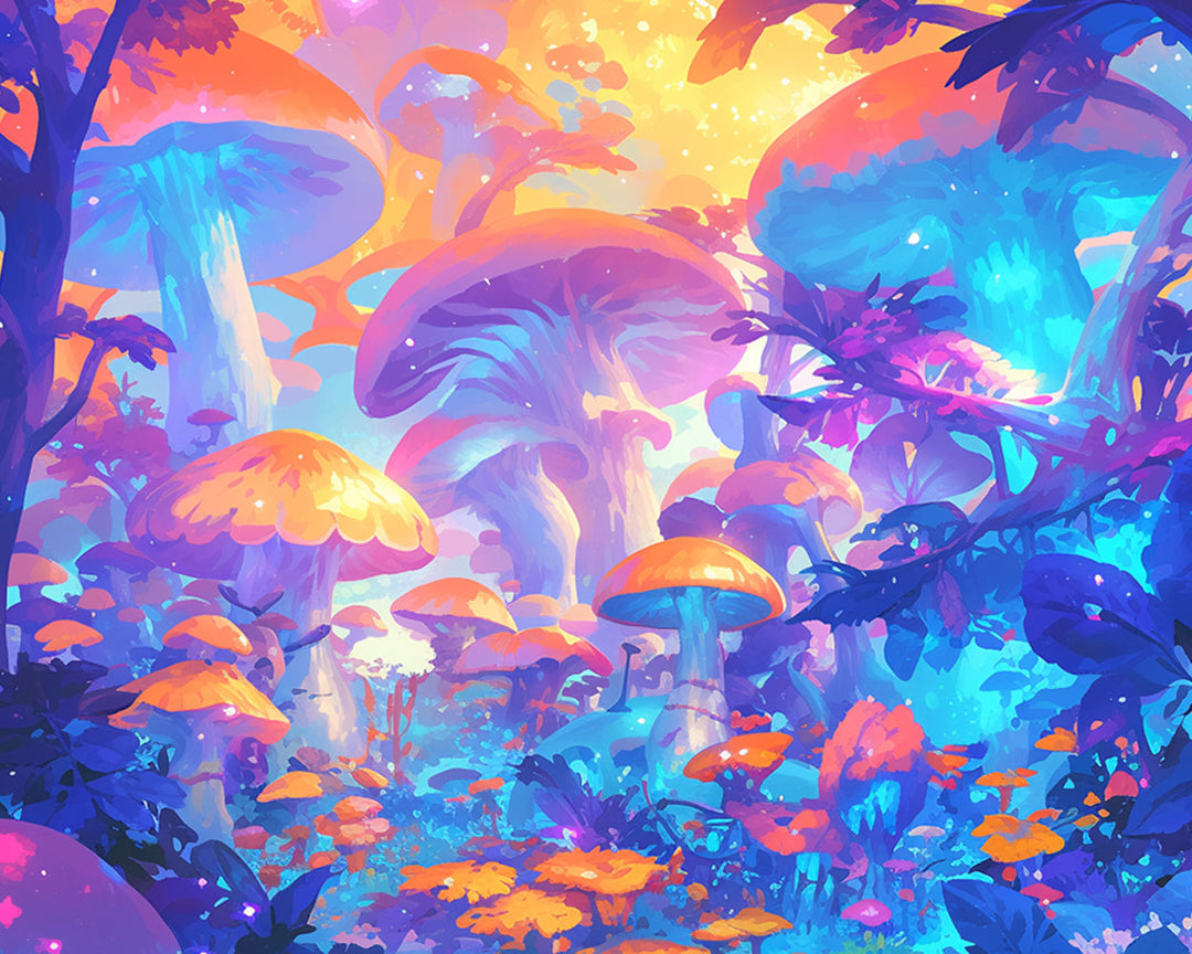 Gloeiende Paddenstoelen in het Bos Diamond Painting