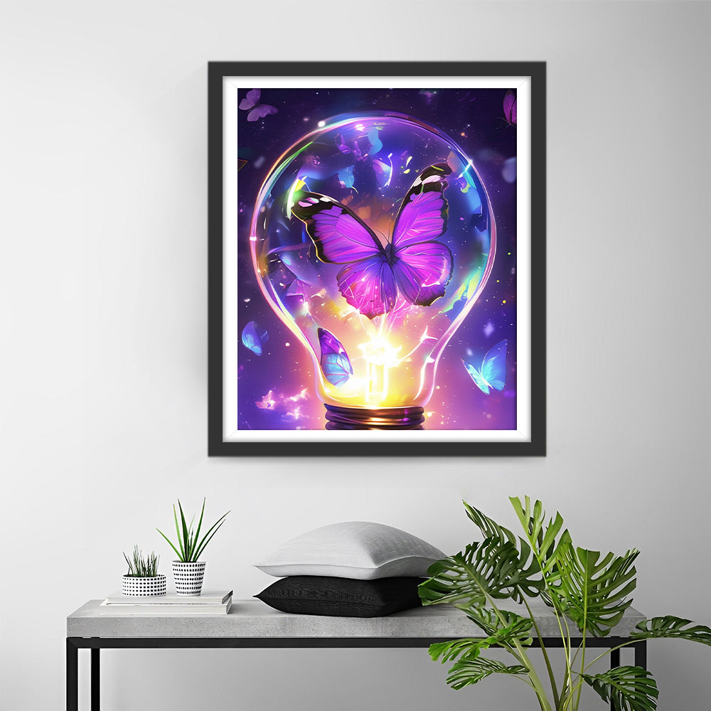 Gloeilamp en Kleurrijke Vlinders Diamond Painting