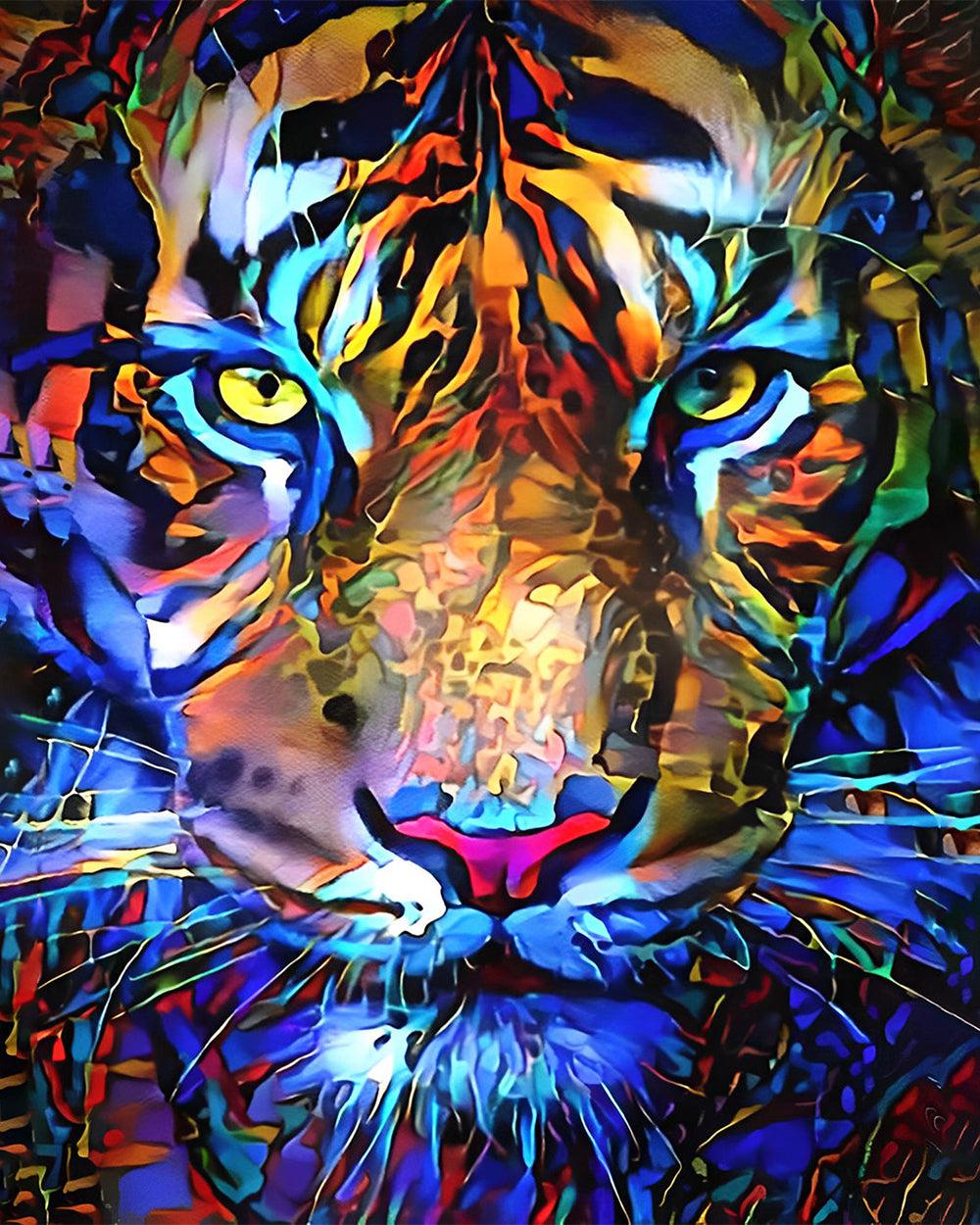 Gouden en Blauwe Tijger Diamond Painting