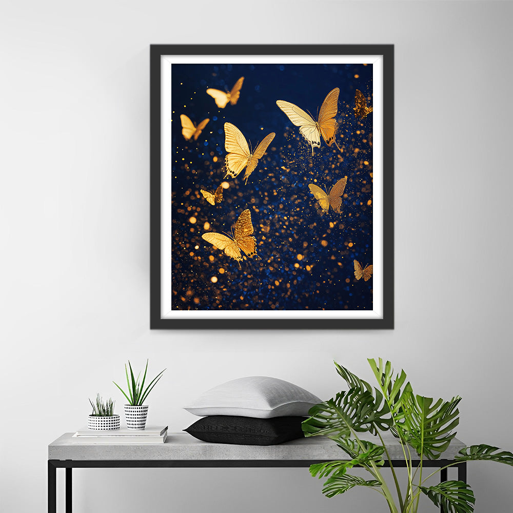 Gouden Vlinders Vliegend Diamond Painting