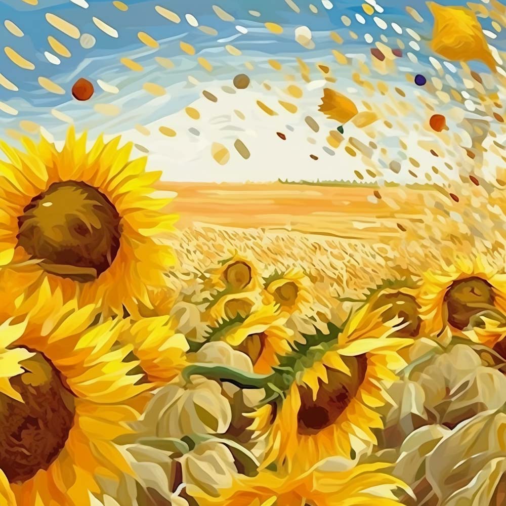 Gouden Zonnebloemen in het Veld Diamond Painting