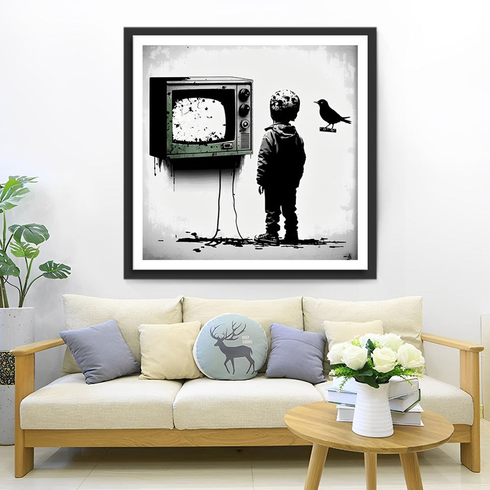 Graffiti Jongen en TV Diamond Painting