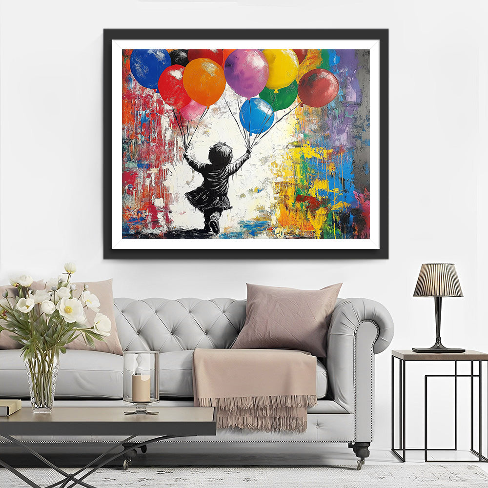 Graffiti Meisje met Kleurrijke Ballonnen Diamond Painting