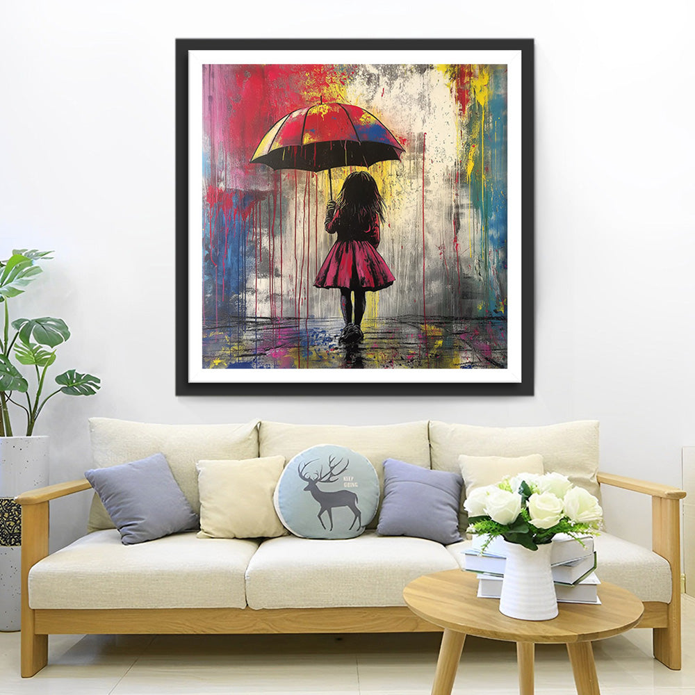 Graffiti Meisje met Paraplu Diamond Painting