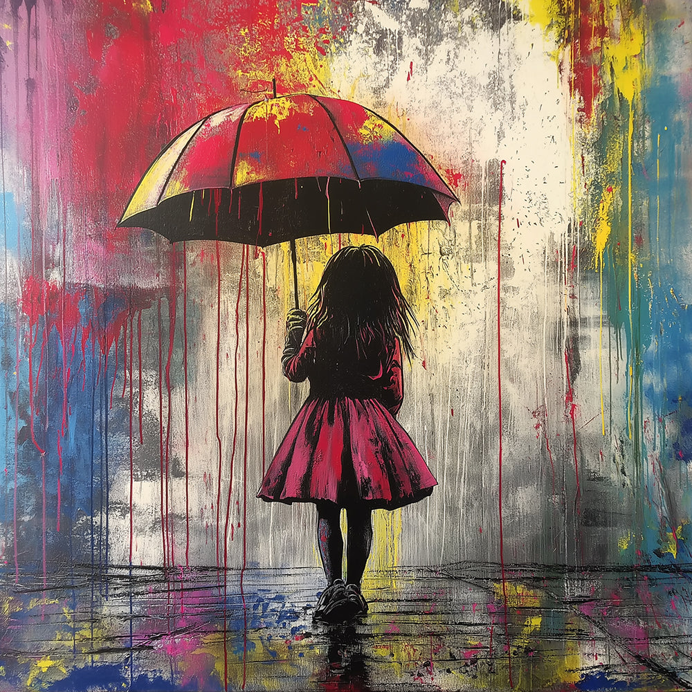 Graffiti Meisje met Paraplu Diamond Painting