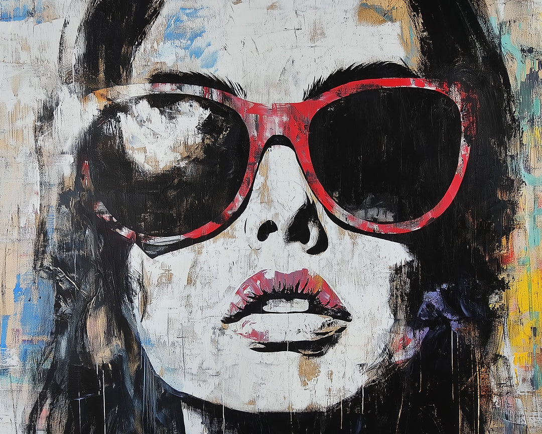 Graffiti van Coole Vrouw met Rode Zonnebril Diamond Painting