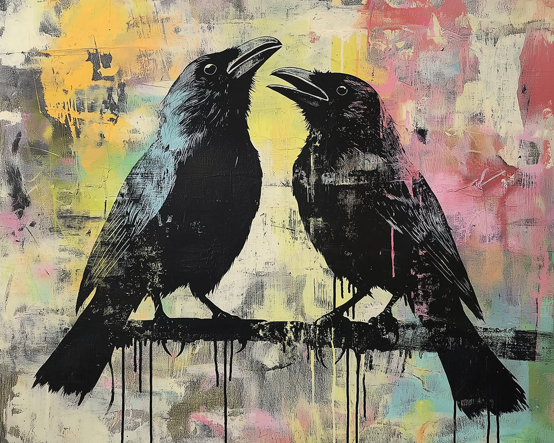 Graffiti Zwart Kraaienpaar Diamond Painting