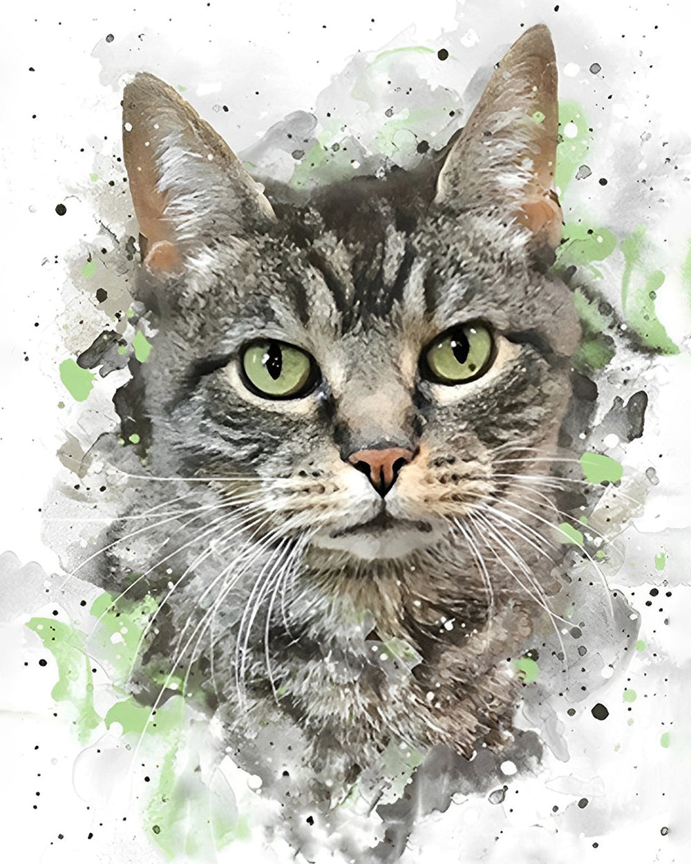 Grijze Kitten met Groene Ogen Diamond Painting