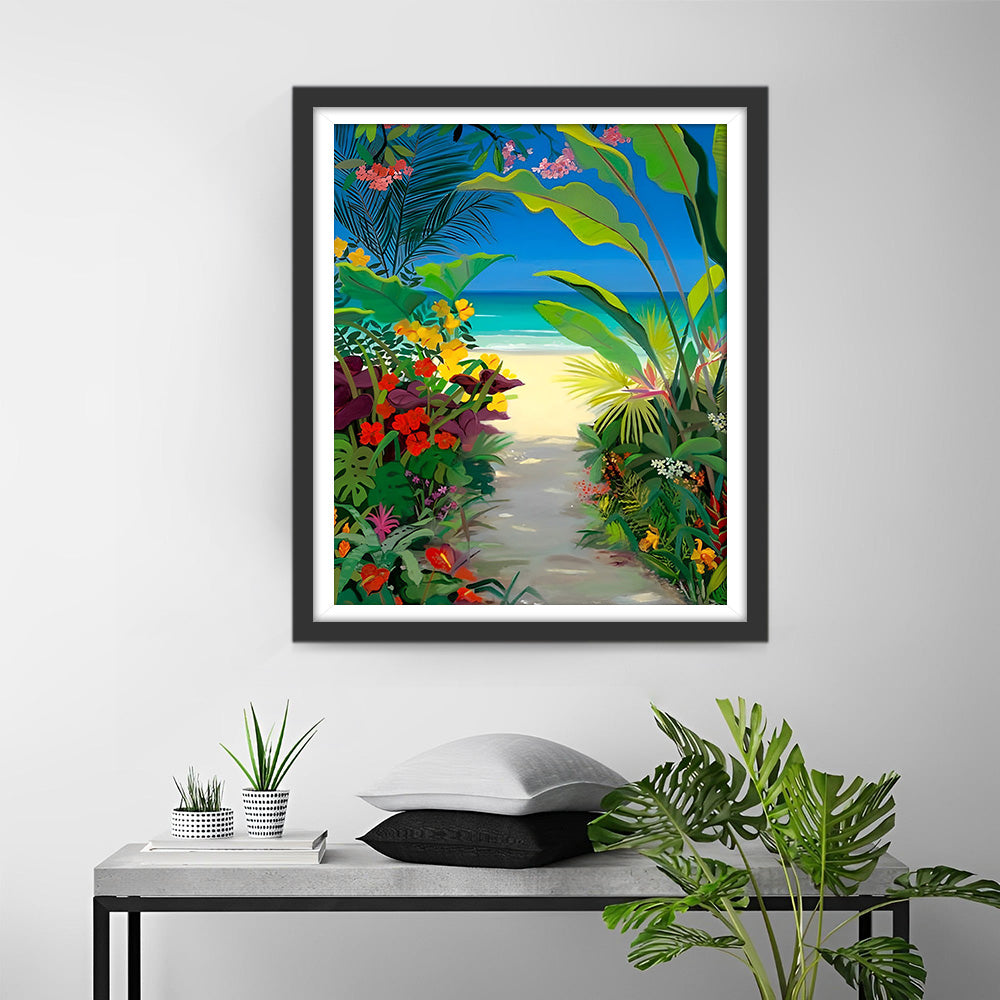 Groen Beplante Pad naar de Zee Diamond Painting