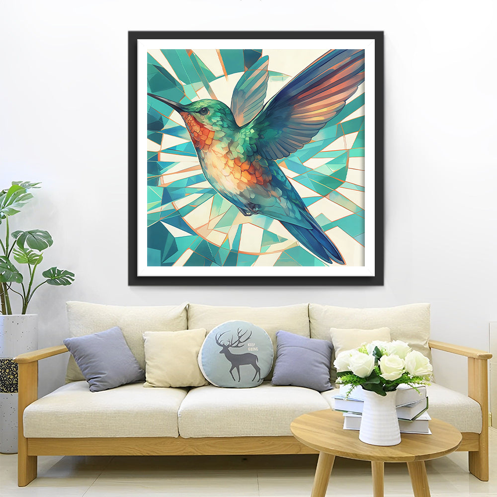 Groen Glas en een Vogel Diamond Painting