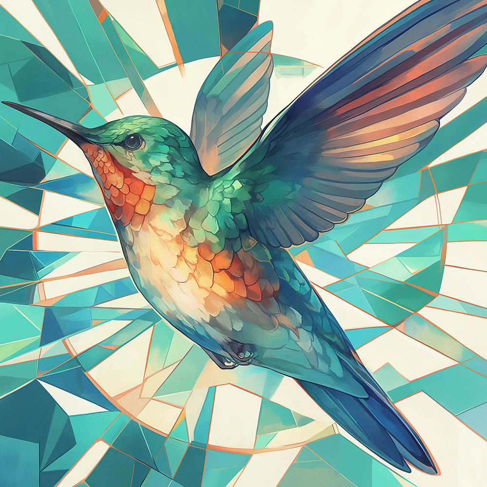 Groen Glas en een Vogel Diamond Painting