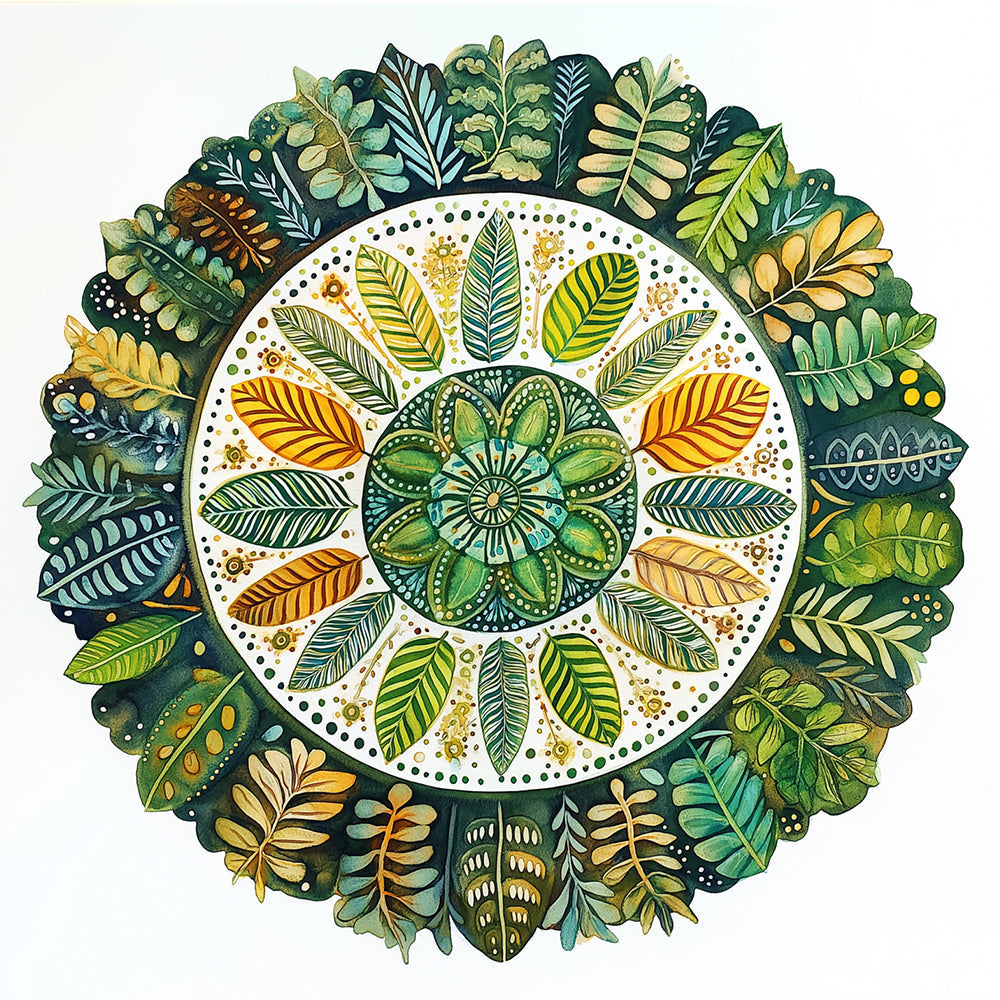 Groene Blad Mandala Diamond Painting