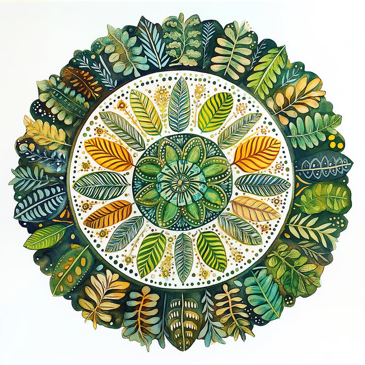 Groene Blad Mandala Diamond Painting