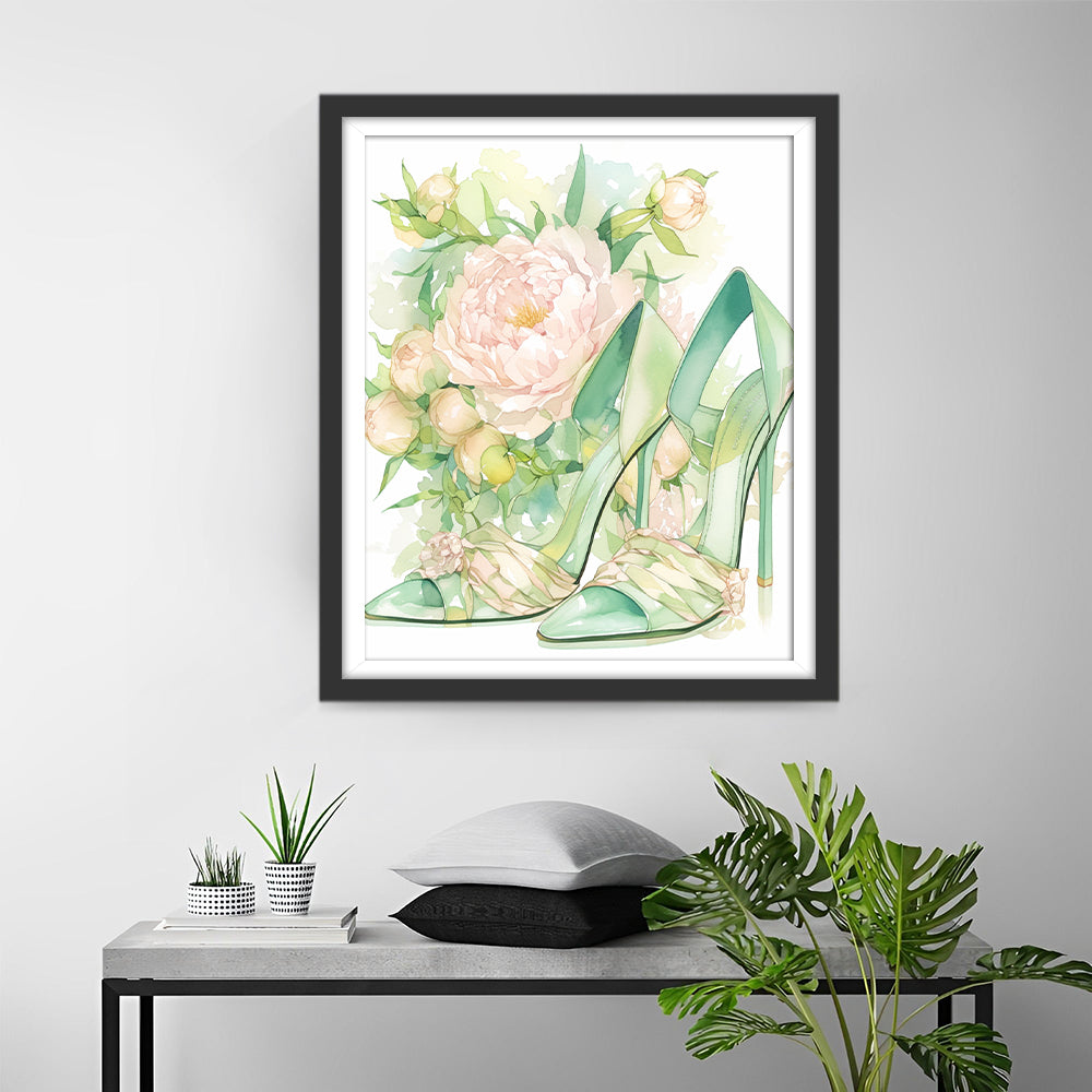 Groene Hakken bij Pioenroosenschoon Diamond Painting