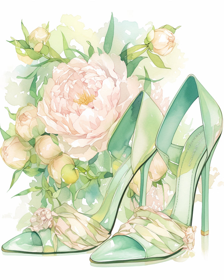 Groene Hakken bij Pioenroosenschoon Diamond Painting