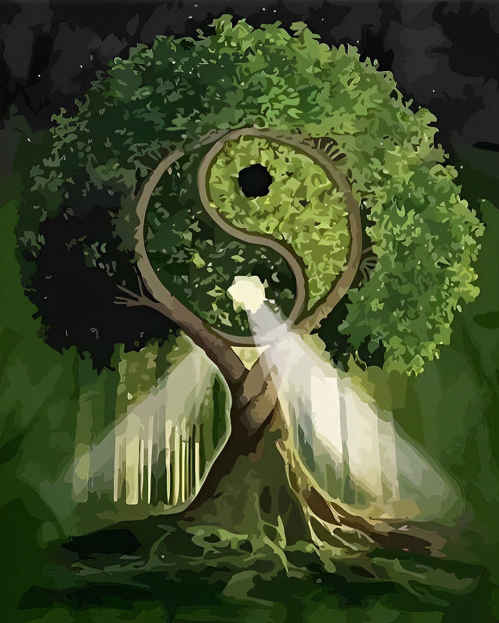 Groene Tai Chi Boom Diamond Painting