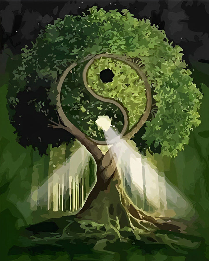 Groene Tai Chi Boom Diamond Painting