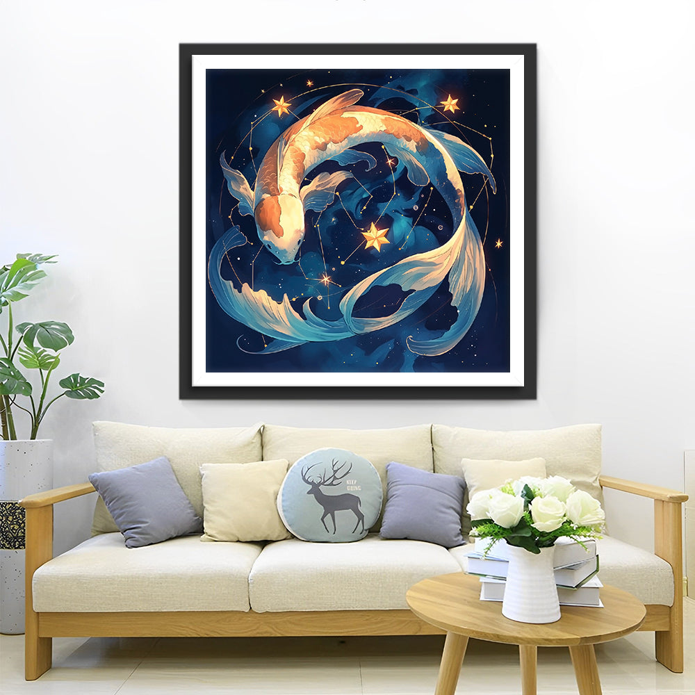 Grote Karpers en Gouden Sterren Diamond Painting