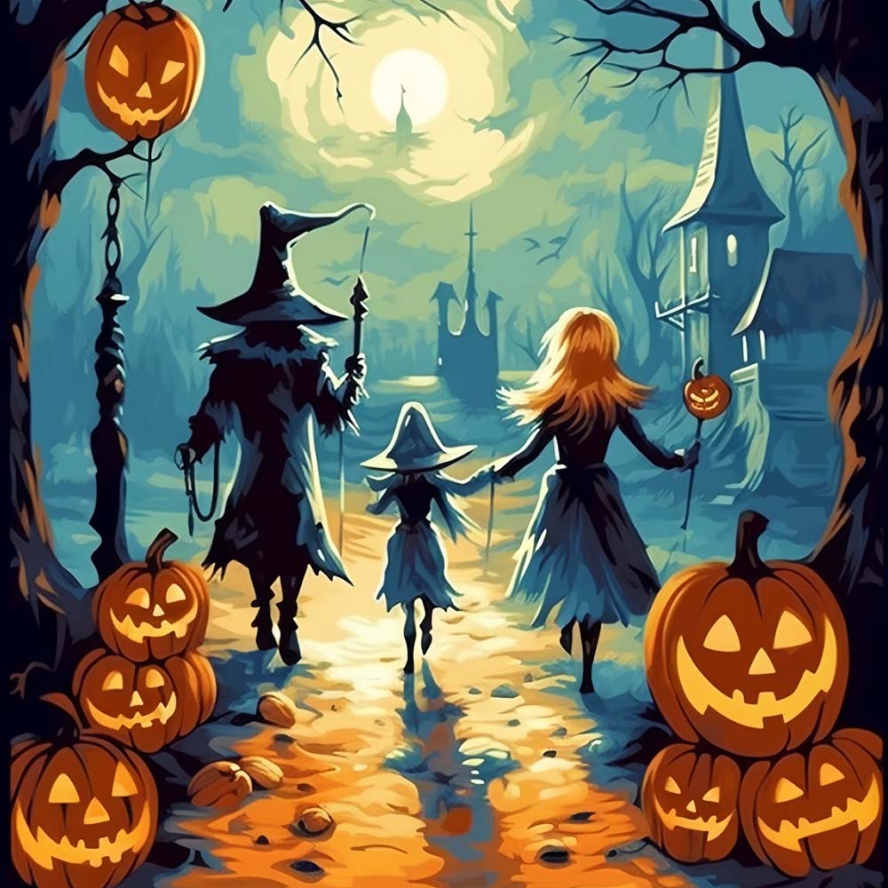 Halloween Dood Familie van Drie Diamond Painting