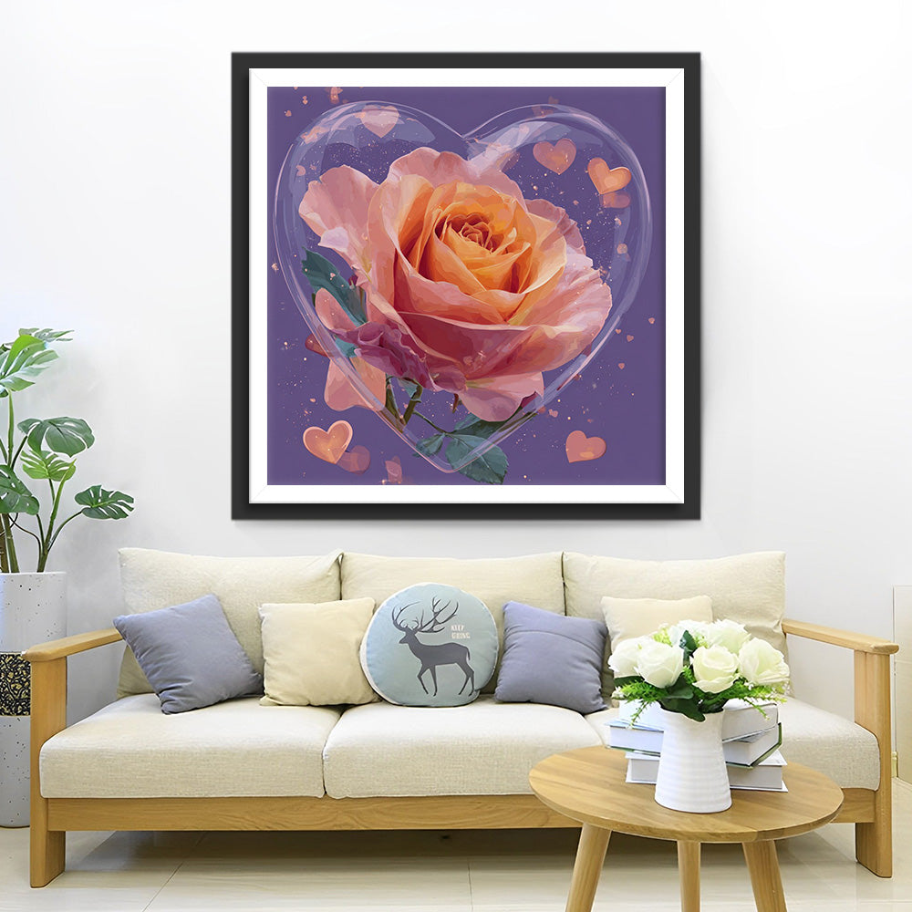 Hartvormige Roos Diamond Painting