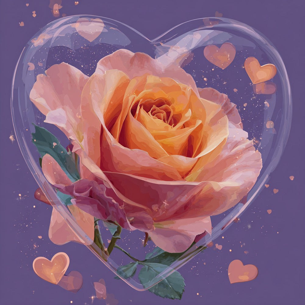 Hartvormige Roos Diamond Painting