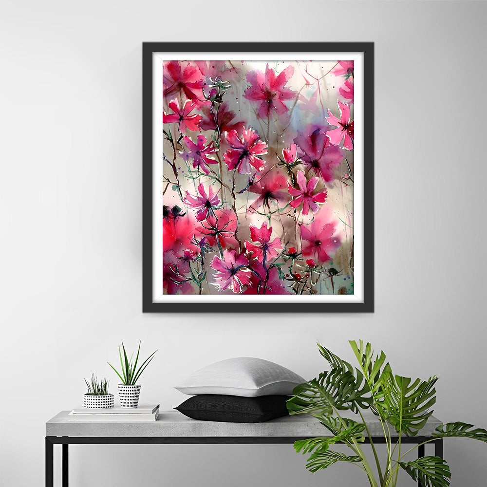 Helder Rode Bloemen Diamond Painting