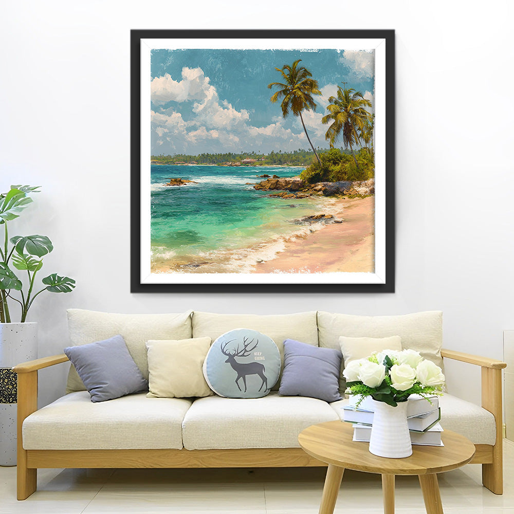 Helder Zeewater en Palmbomen Diamond Painting