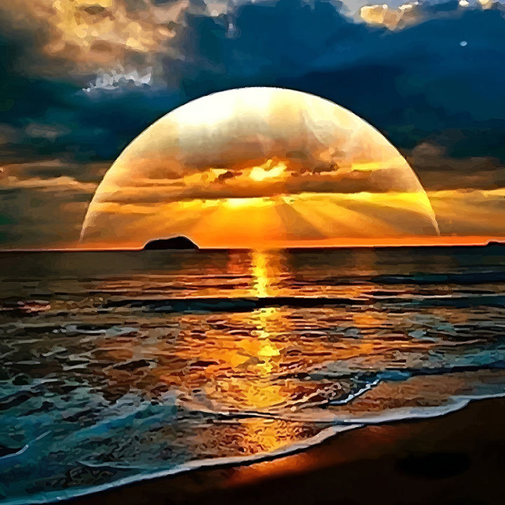 Heldere Maan op Zee Diamond Painting