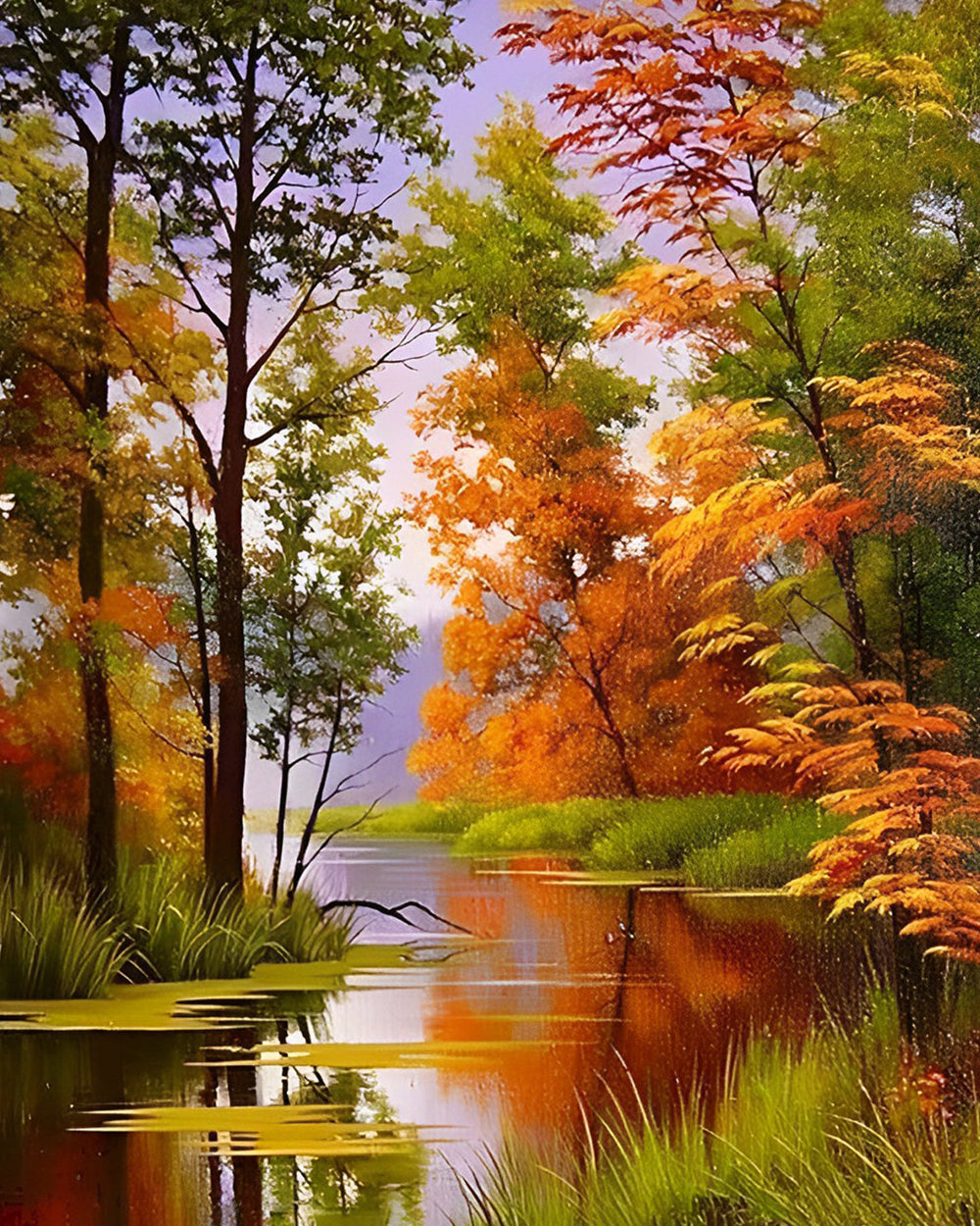 Herfst Esdoorns aan de Rivier Diamond Painting