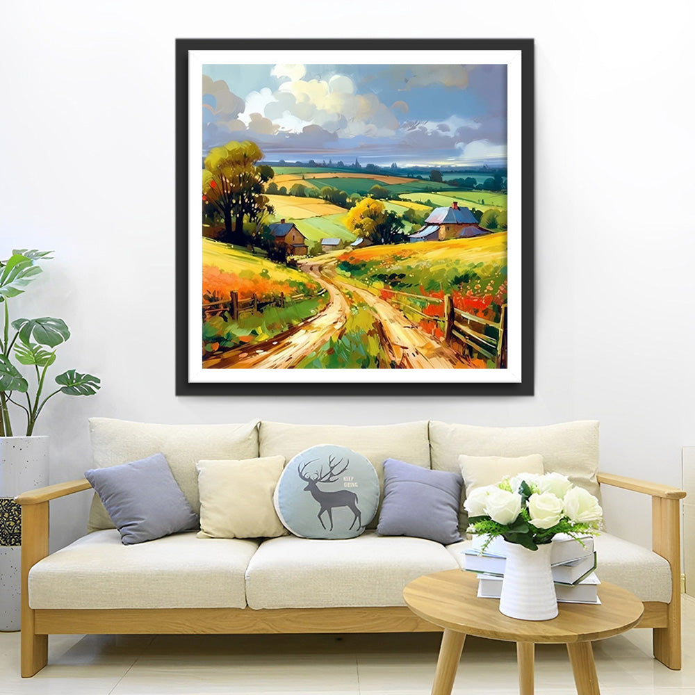 Herfstakkerland en Cottage Diamond Painting