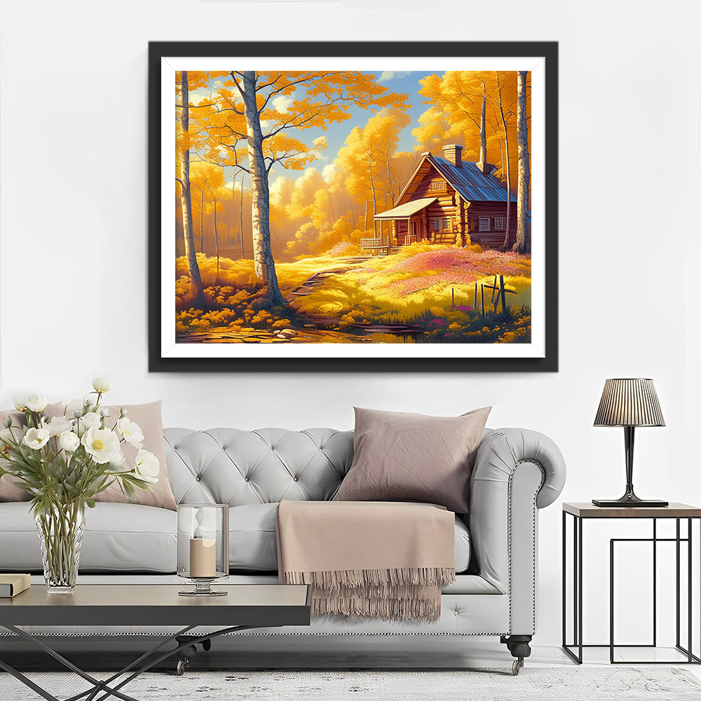 Herfstbos Chalet Diamond Painting