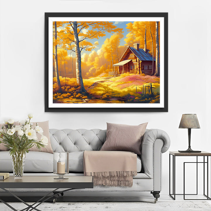 Herfstbos Chalet Diamond Painting