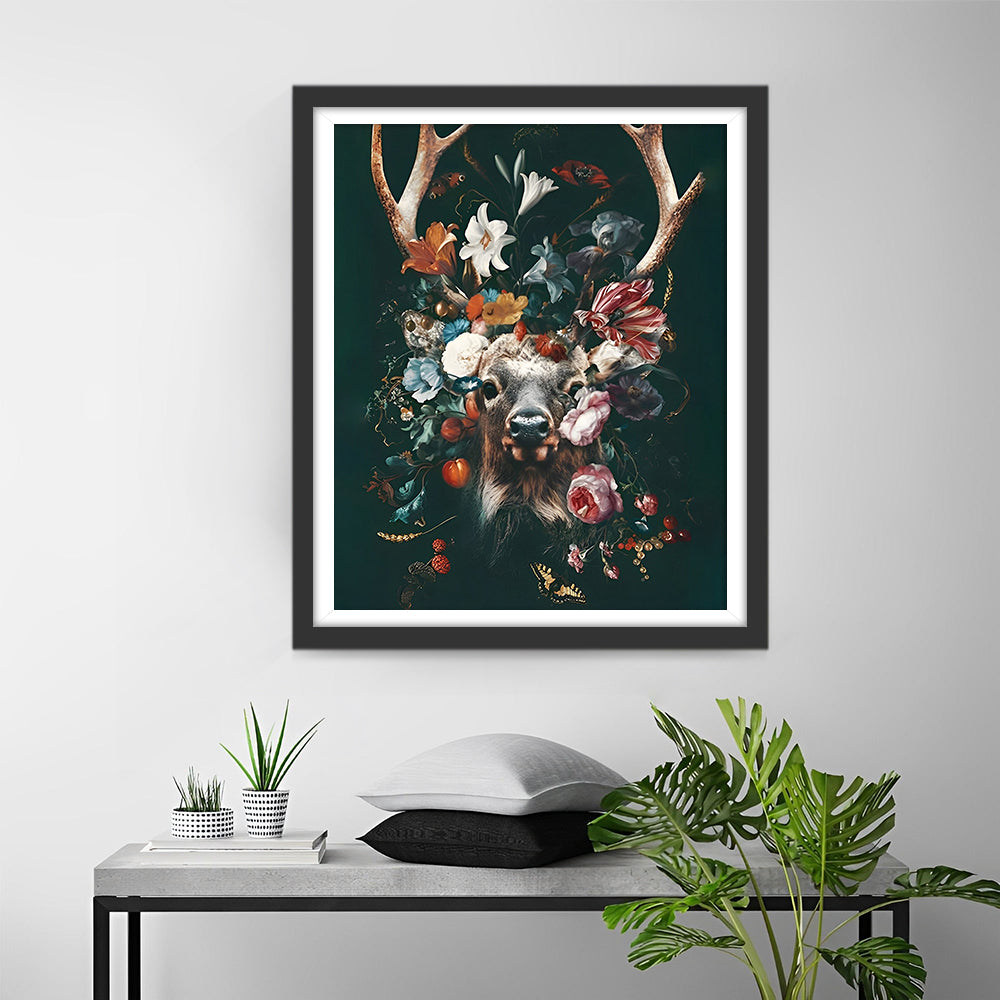 Hert in Bloemen Diamond Painting