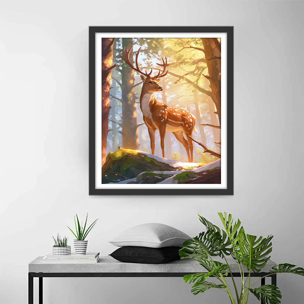 Herten in het Ochtendbos Diamond Painting