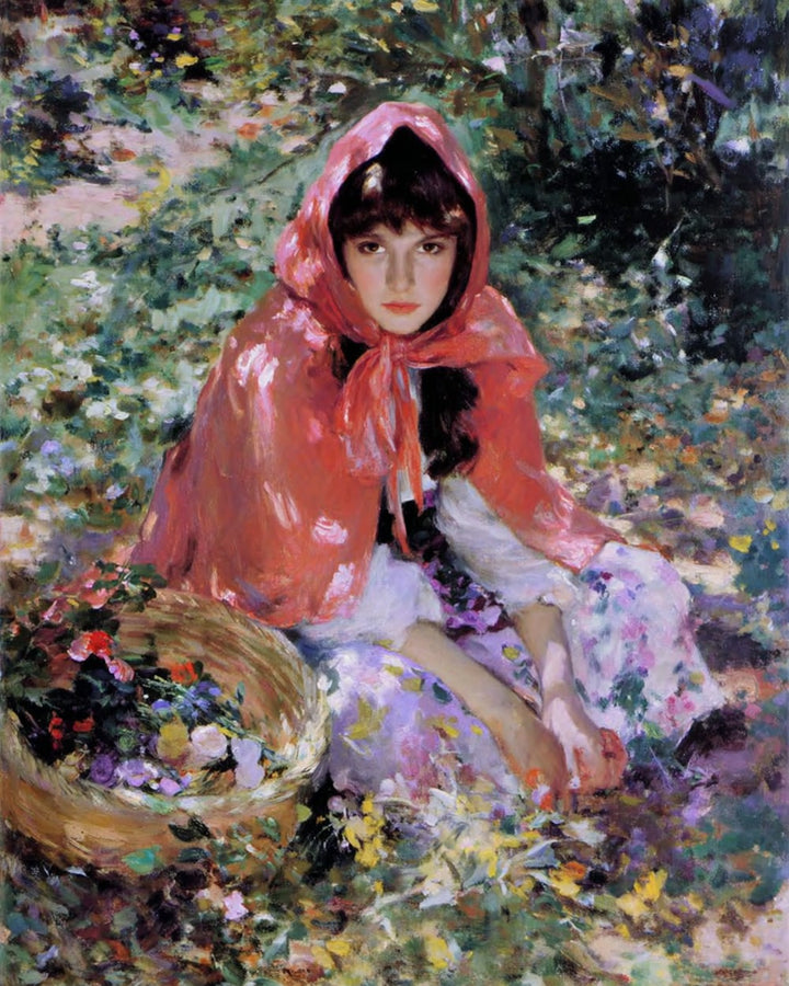 Het Boerenmeisje dat Bloemen Plukt Diamond Painting