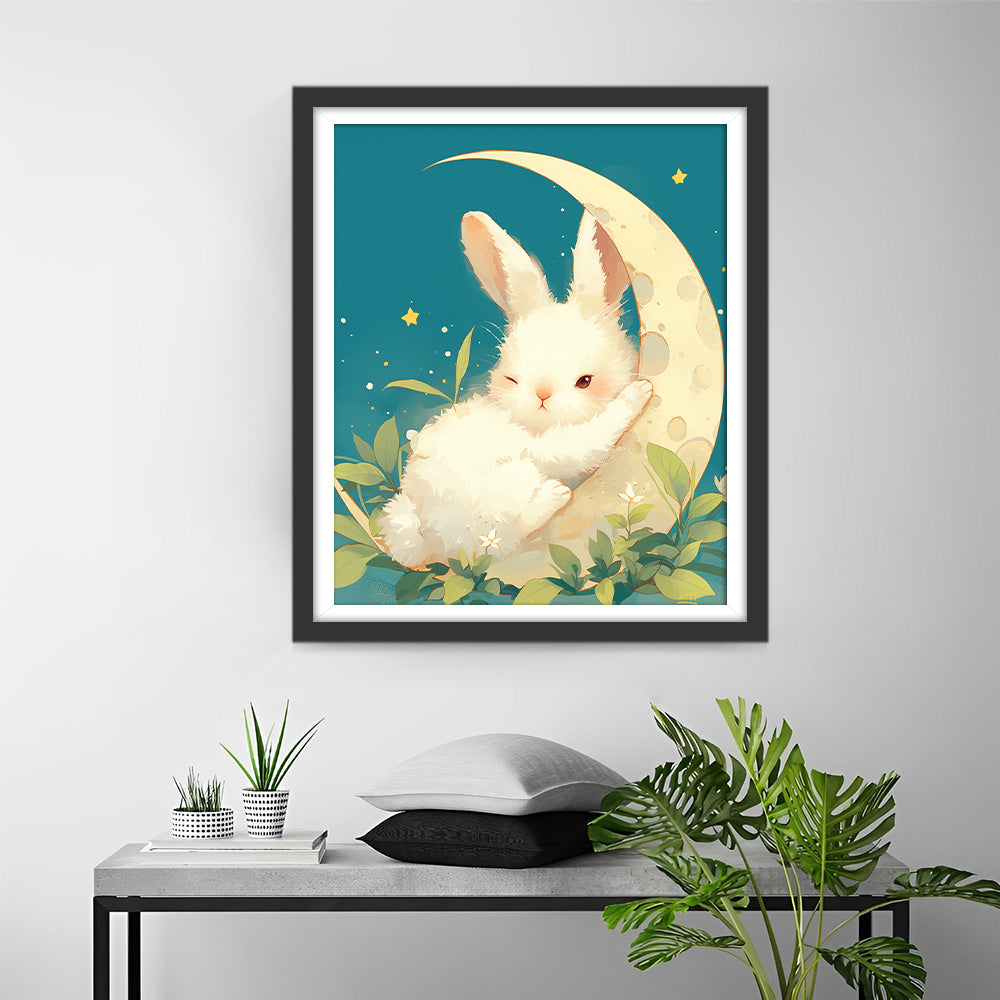 Het Konijn naast de Maan Diamond Painting