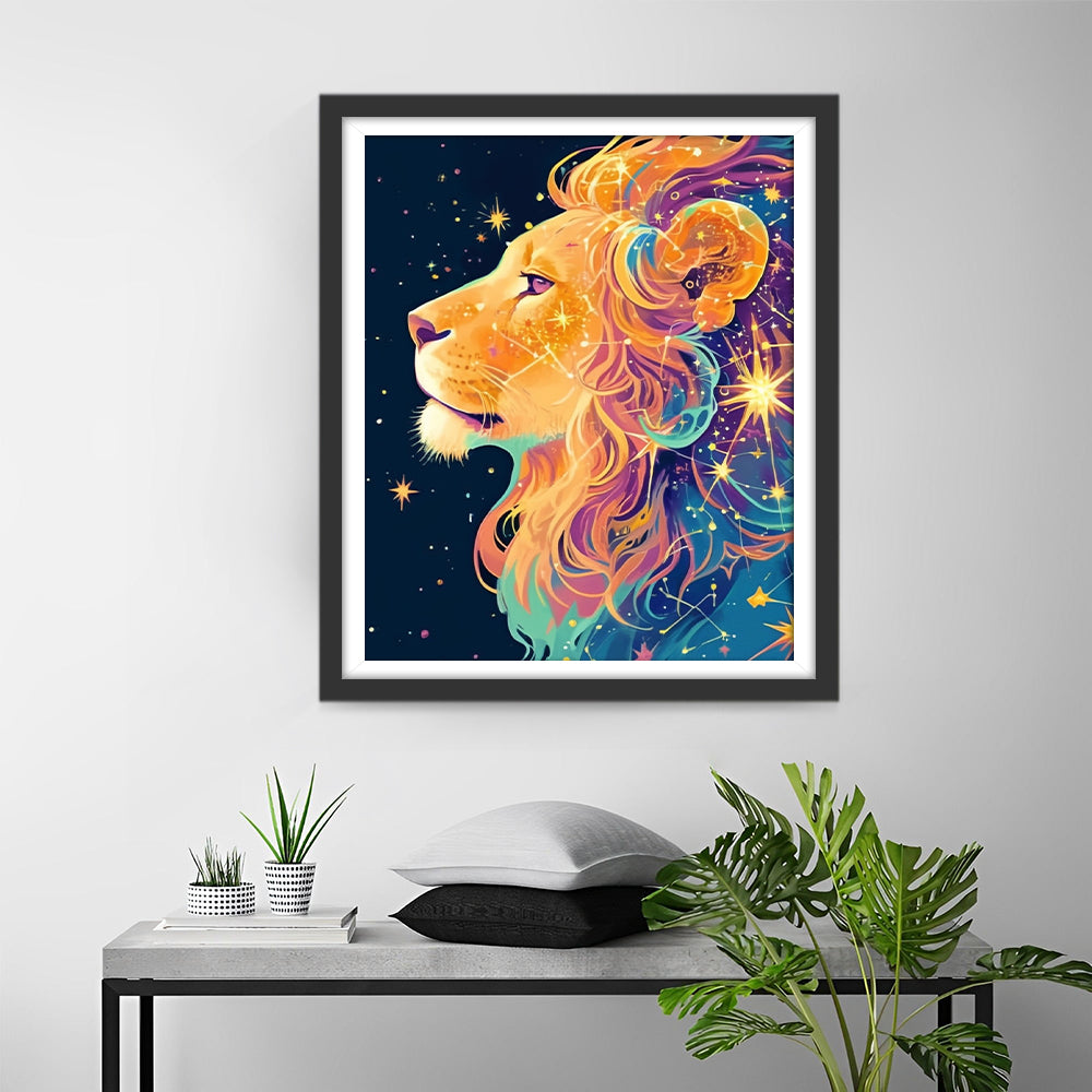 Het Profiel van een Kleurrijke Leeuw Diamond Painting