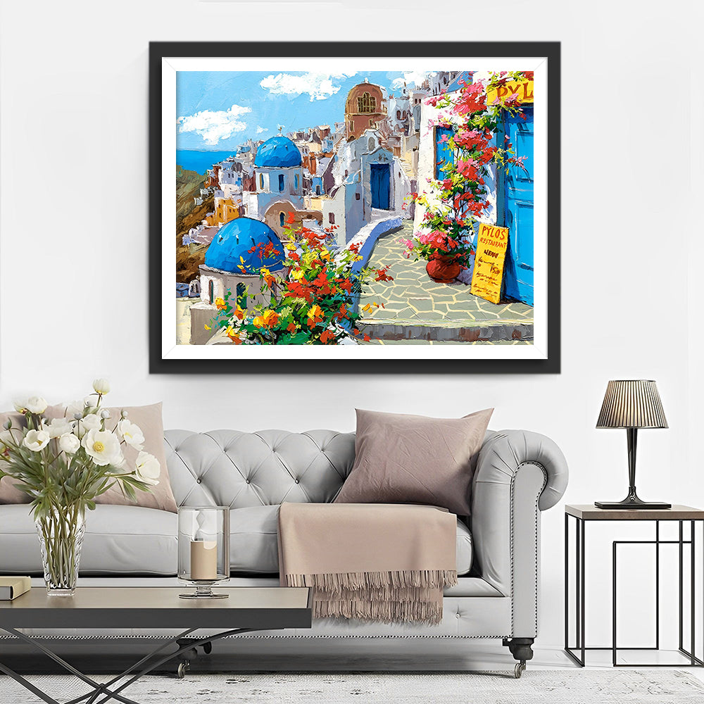 Het Vredige Eiland van Santorini Diamond Painting