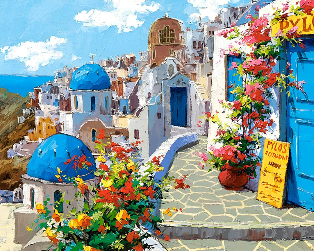 Het Vredige Eiland van Santorini Diamond Painting