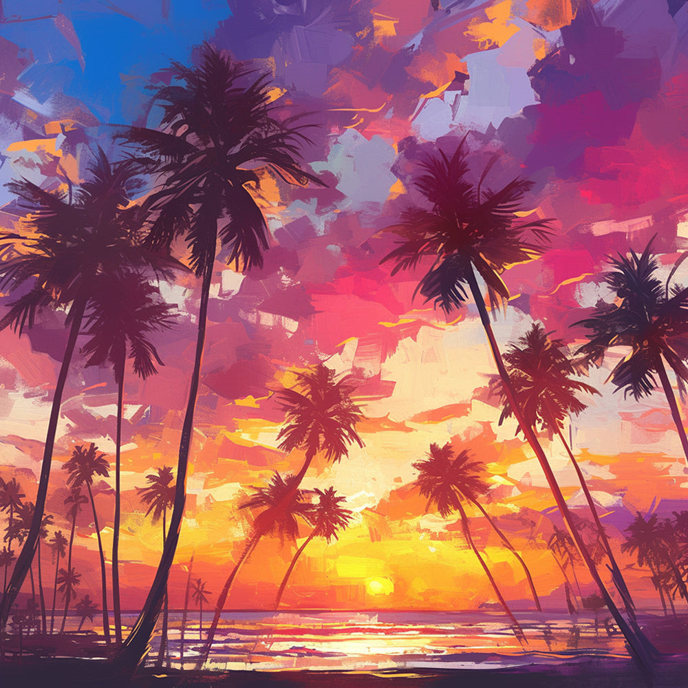 Hoge Bomen bij het Strand Diamond Painting