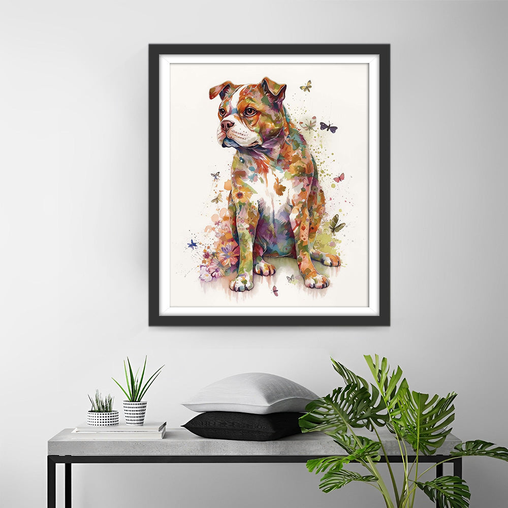 Hond en Vlinders Diamond Painting